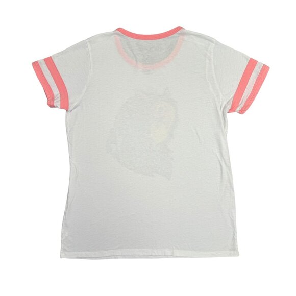 Princess Mononoke T Shirt Womens Large White Pink Ringer Tee Anime Graphic L - Picture 2 of 7